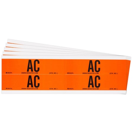 Brady AC Conduit and Voltage Lbls 1.125 in H x 4.125 in W BK on OR 5/PK 152373